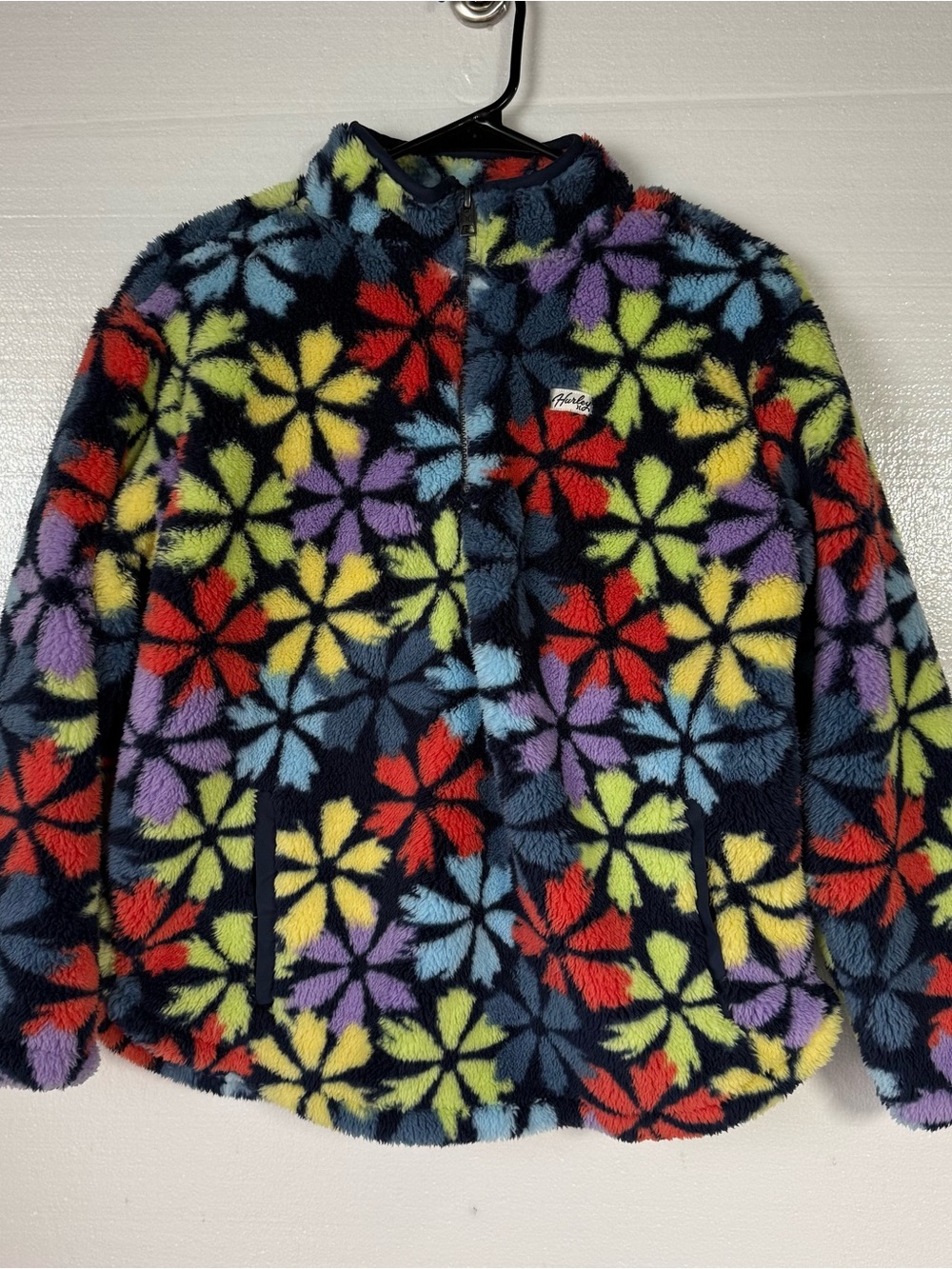 Hurley Sweater Girls Size XL 14/16 Colorful Floral Sherpa Fleece Full Zip Jacket